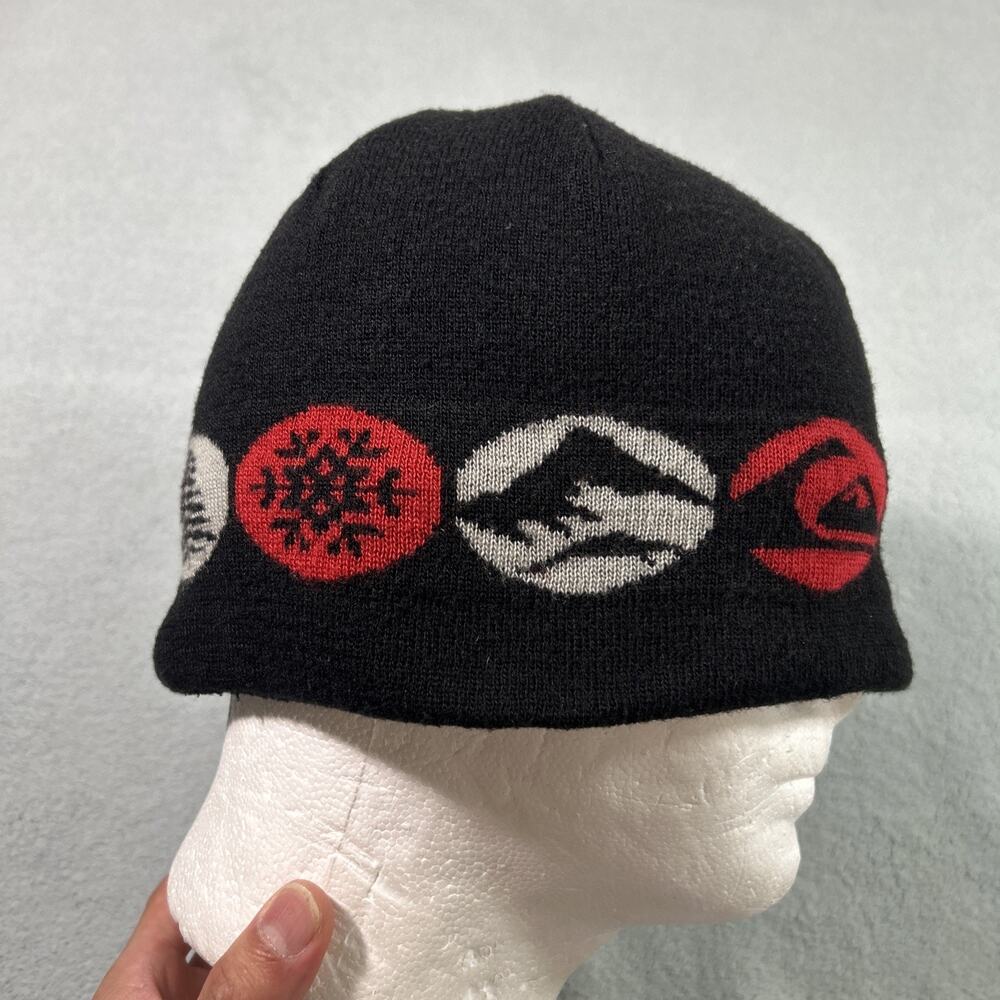 Y2k 2000s Quiksilver Surfer Knit Beanie Mountain Tree Logos Hiking Skater Goth